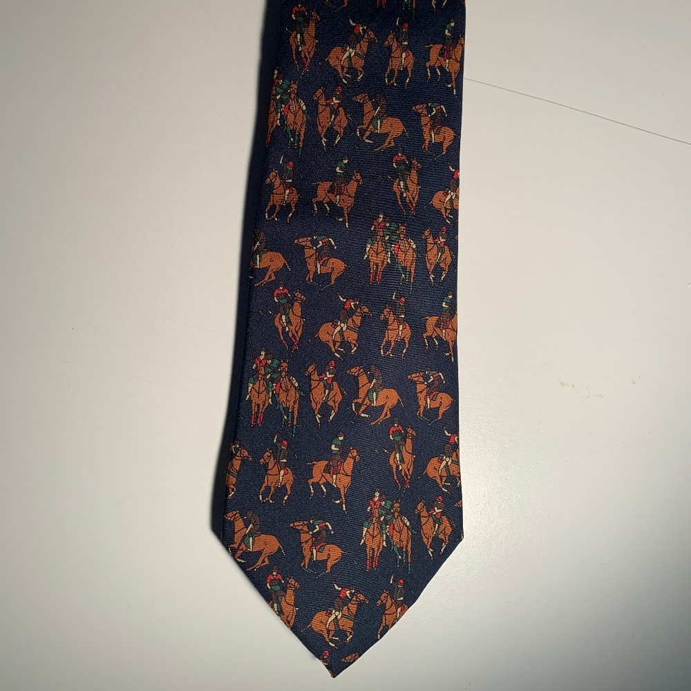 Salvatore Ferragamo, Silk Tie, Polo Ponies and Players
